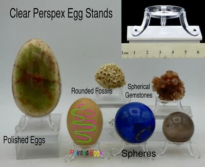 Clear Perspex Egg Display Stand Spheres Collectables Crystals Art Painted Eggs