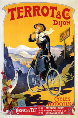 BICYCLE CYCLES MOTOCYCLES TERROT DIJON MOUNTAIN BIKE FRENCH VINTAGE POSTER REPRO