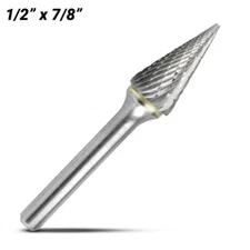 Bordo 1/2"x7/8" 1/4" Shank Tungsten Carbide Pointed Cone Double Cut Burr SM-5