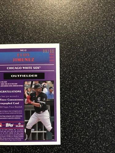 2022 Topps Finest Flashbacks Eloy Jimenez 1994 Cornerstone Refractor Auto #99/99 - Picture 2 of 3