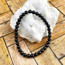 6mm Crystal Bead Black Tourmaline Gemstone Healing Protection Women Men Bracelet