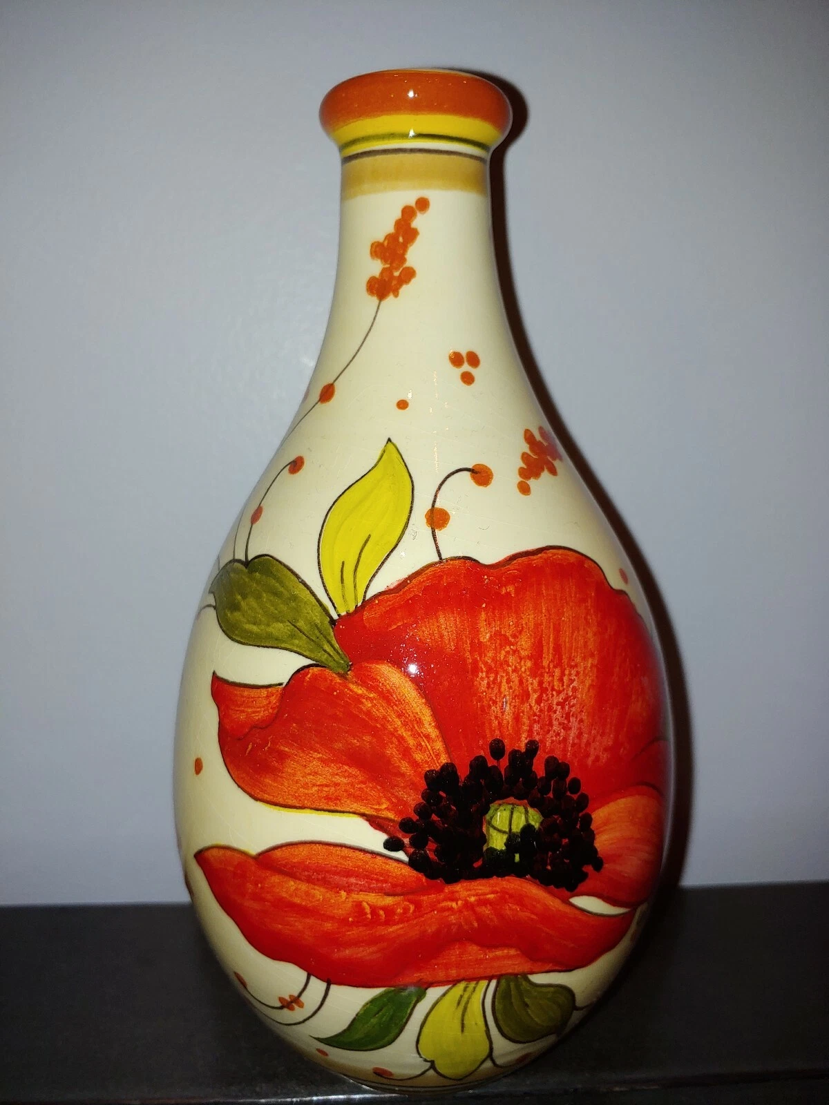 Gotti Ceramiche Vintage Olive Oil Bottle Hand-painted In Florence Italy