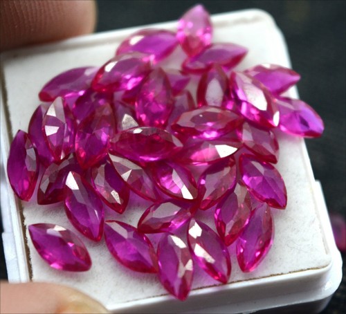 Lote de piedras preciosas corte marquesa rubí birmano calibrado natural certificado 4x2 mm - Imagen 2 de 8