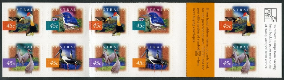 AUSTRALIA 1997 Wetland Birds (Flora & Fauna) Booklet S/A 10 x 45c SG SB116 MNH - Image 3 of 3