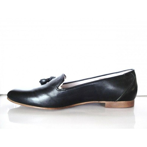 J'himos Zapato de piel oxford verde oscuro con flecos, plano, vestir - Imagen 2 de 2