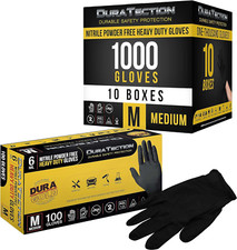 Heavy Duty Black Nitrile Disposable Gloves, 6 Mil - Latex Free, Powder Free, Tex