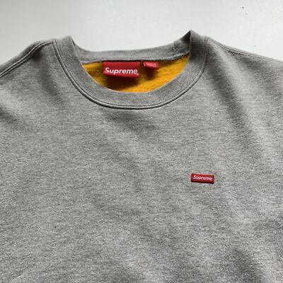 Supreme Embroidered Mini Box Logo Crewneck Men's Medium Gray Rare
