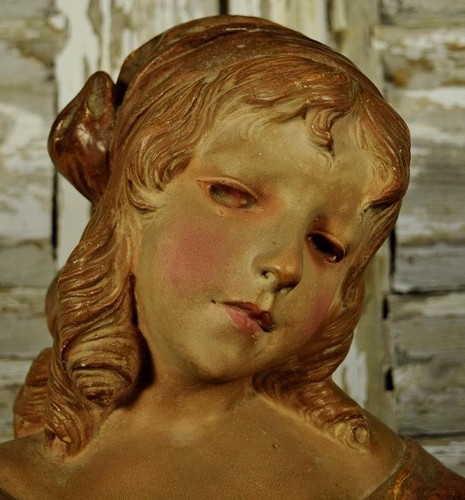 Gorgeous Large Antique French Art Nouveau Plaster Bust, Country Maiden, C1900 - Picture 8 of 20