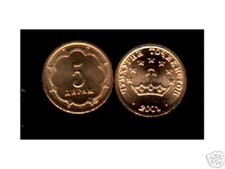 TAJIKISTAN 5 DRAMS KM-2 2006 CROWN UNC SCARCE DATE CENTRAL ASIAN  MONEY COIN