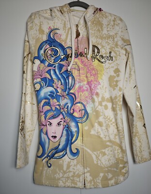 CRYSTAL ROCK by Chrisian Audigier Hoodie Kapuzenpullover Damen Gr. L - Ed Hardy