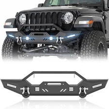 For 2018-2025 Jeep Wrangler JL Front Bumper With Winch Plate & 4.75-ton D-rings 