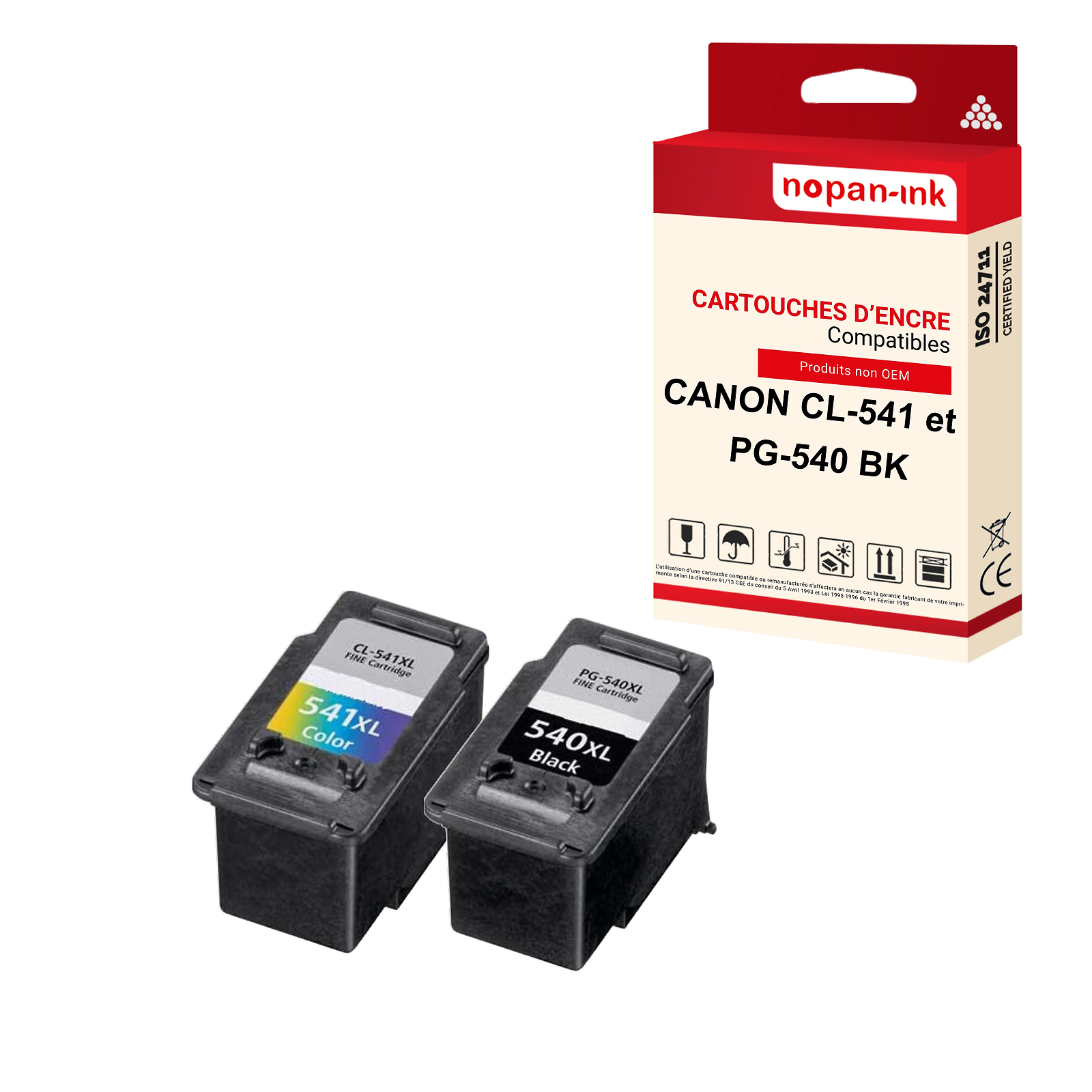 Cartouche Canon 540XL 541XL NOPAN-INK lot de 2 réservoirs d'encre à haut rendement pour imprimante