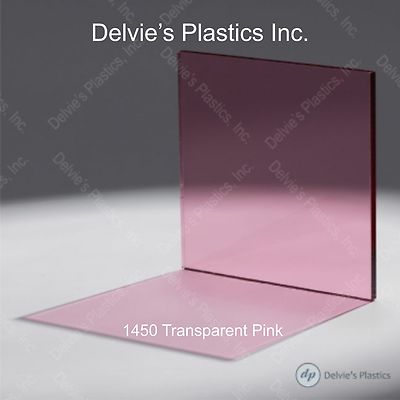 1 Sheet 1/8''  1450 Transparent Pink Cell Cast Acrylic Plexiglass  24'' x 24''