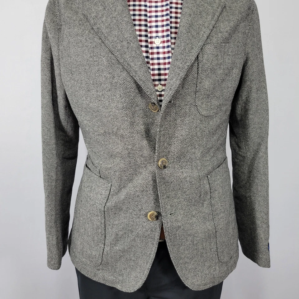 Polo Ralph Lauren Men's Tweed Unstructured Sport Coat Herringbone Wool Blend 40S - Image 3 of 4