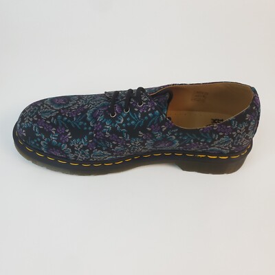 Dr. Martens 1461 Floral Jacquard Oxford Shoes Black Purple Blue