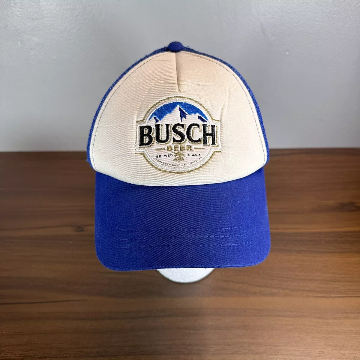 Vintage Busch Beer Snapback Trucker Cap Hat Mesh Blue Outdoors Redneck  Fishing