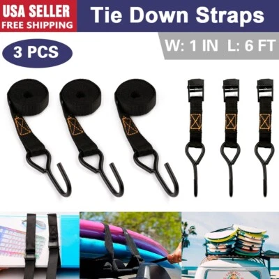 Tie Down Straps 3Pcs Lashing Strap Adjustable Heavy Duty Cam Buckle Cinch Straps