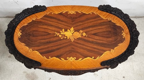 French Louis XV Coffee Table Walnut Marquetry - Picture 5 of 17
