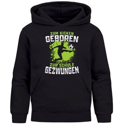 Kids Boys Football Funny Saying Graphic Hoodie Kick Motif Reprint New