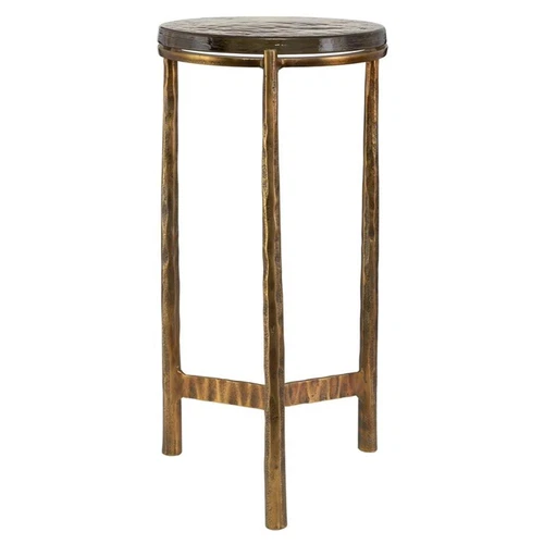 Uttermost Eternity Contemporary Aluminum/Glass Accent Table in Brass/Black - Picture 3 of 4