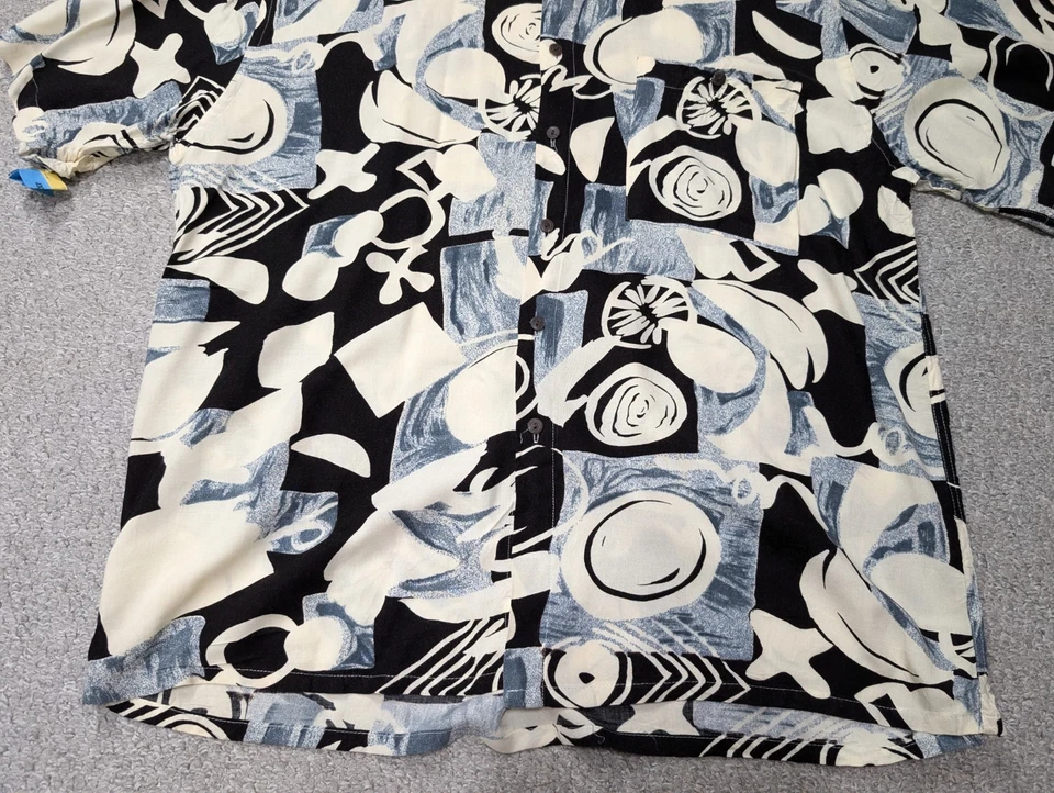 Vintage Mario Ferrari Abstract Crazy Funky Print Designer Rayon Button Shirt L — 第 4/4 张图片
