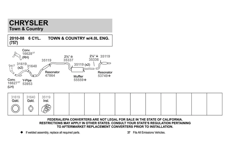 For Dodge Grand Caravan 08-10 Walker Aluminized Steel Round Resonator Assembly Foto 2 de 4