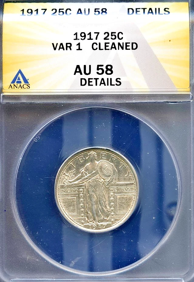AU 58 Graded 1917 Year Standing Liberty US Quarters (1916-1930