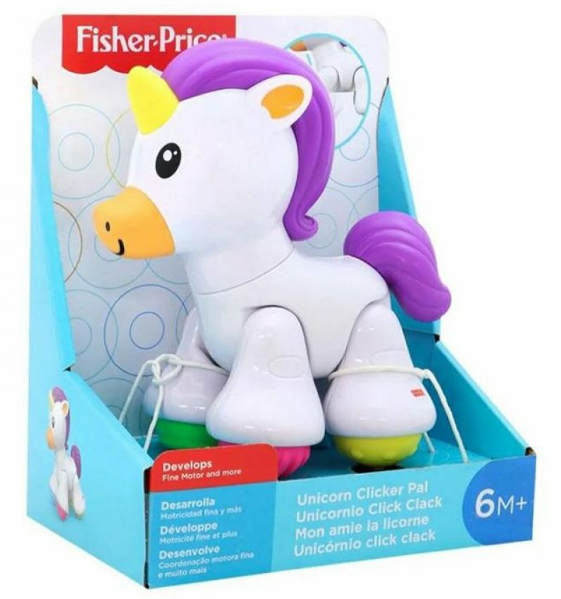 Fisher-Price UNICORN CLICKER PAL develops grasping sensory skills cause effect