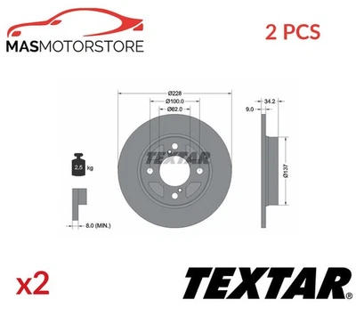 BREMSSCHEIBEN SATZ PAAR HINTEN TEXTAR 92303603 2PCS A FÜR SUZUKI SWIFT V,BALENO - Bild 1 von 4