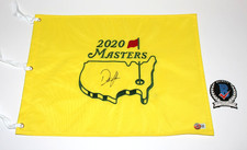 DUSTIN JOHNSON SIGNED 2020 MASTERS GOLF PIN FLAG BECKETT COA AUGUSTA NATIONAL