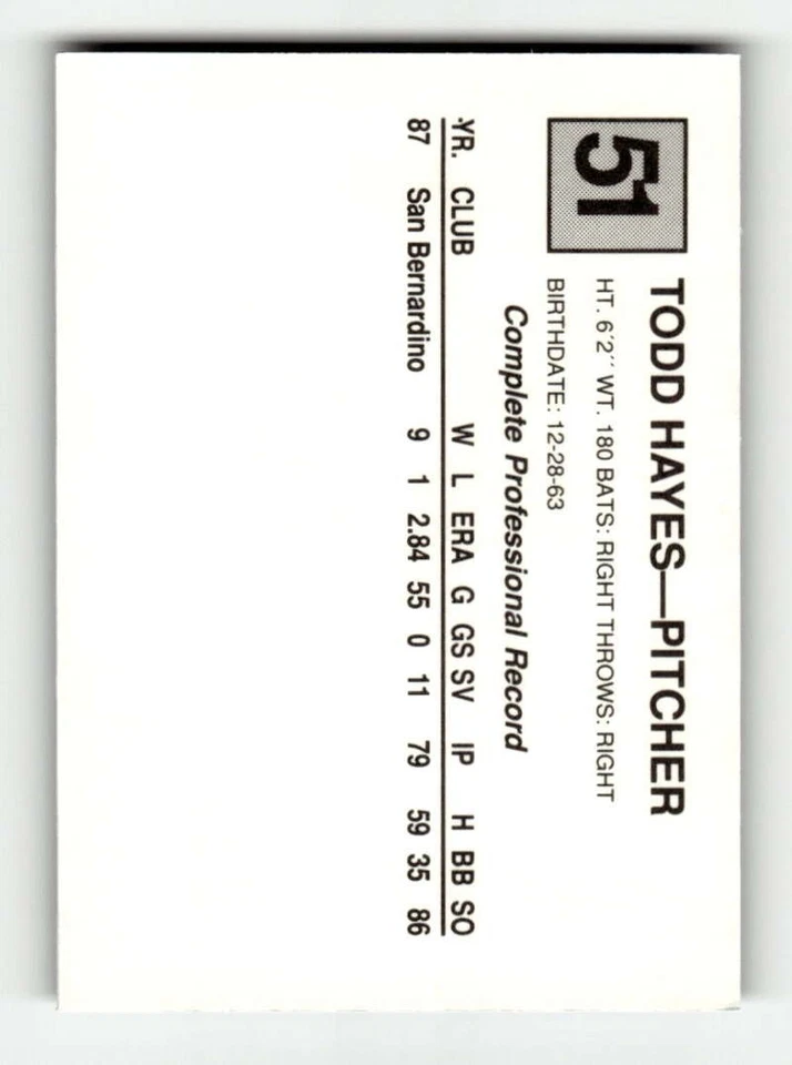 1988 San Bernardino Spirit 51 Todd Hayes BXCP13 - Image 2 of 2