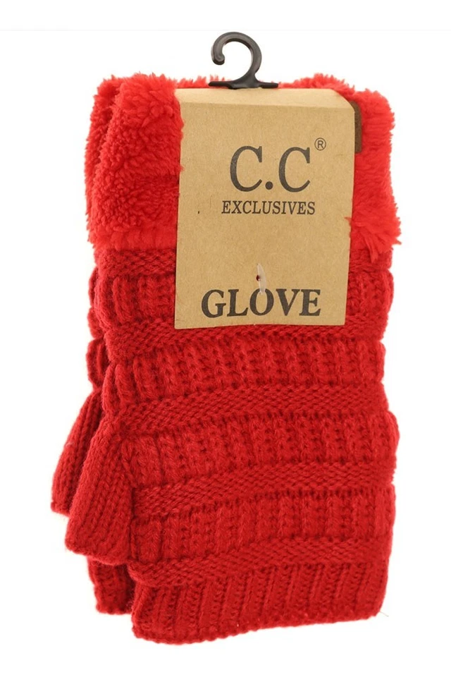 C.C Mujer Acogedores Guantes Tejidos Sin Dedos Suave Cálido Difuso Sherpa Forrados Invierno Foto 4 de 4