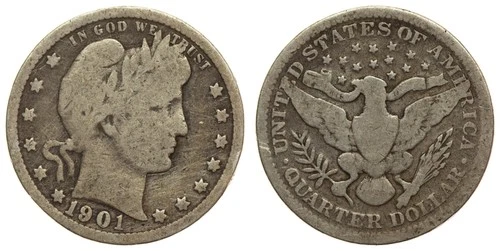 United States - Quarter Dollar 1901 - Barber Quarter, Silver