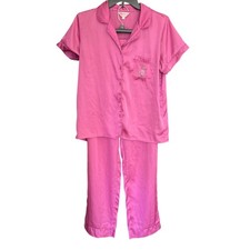 Juicy Couture Pink Satin Pajama Set Rhinestone Bling Logo PJs Y2K Z M