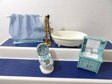 Cloverleaf Corners  Calico Critters Sylvanian Families Blue Bathroom Tub Set