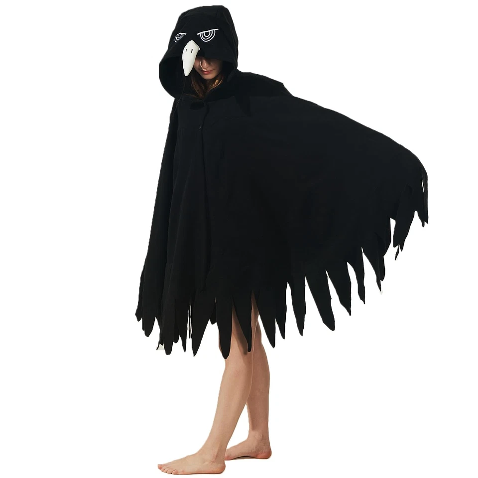 YUTCOTC Unisex Disfraz de Cuervo Capa con Capucha Cuervo Juegos con disfraces Disfraz de Navidad con Capucha... Foto 3 de 4