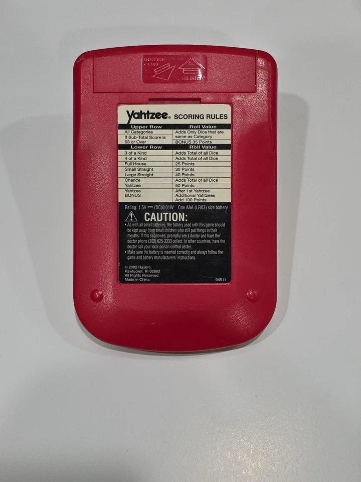 2002 年测试老式 Yahtzee 04511 金色和红色电子手持便携式游戏 — 第 2/3 张图片