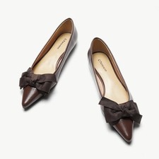 C.Paravano Aida Pointy Bow Flats Sz 39.5 in Dark Brown - NIB