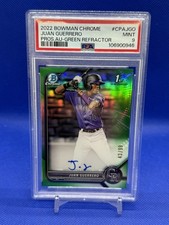 2022 Bowman Chrome Prospect Autographs Juan Guerrero Green Ref /99 PSA 9