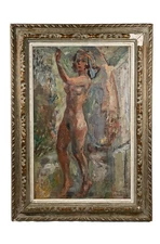 SOREN ONSAGER NORWAY MODERNIST FIGURE WOMAN ANTIQUE VINTAGE MODERN OIL PAINTING