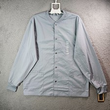 NEW Cherokee Professionals Scrub Warm Up Jacket Men Large WW360 Snap Front Gray