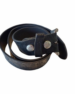 Harley-Davidson Unisex Black Leather Belt 43  Plus 2  Silver Buckle