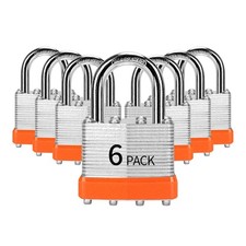 Laminated Steel Keyed Padlock 1-9/16", 40mm  Keyed Alike Locks  Packed of 6  N...