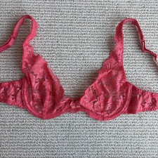Vintage Victoria's Secret Gold Label Bra 32A Made in USA Pink Lace Underwire