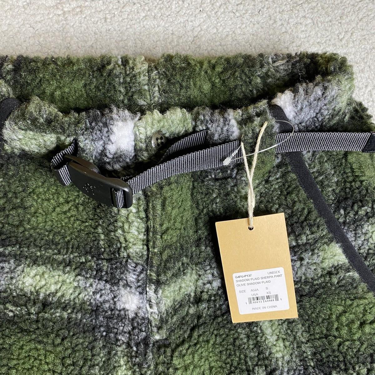Gramicci Sherpa Pants Mens XS 26x28 Green Shadow Plaid Belted