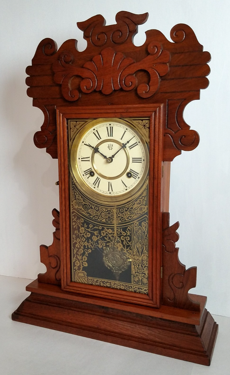 Antique Waterbury Kitchen Mantel Clock 8-Day, Time/Strike, Key