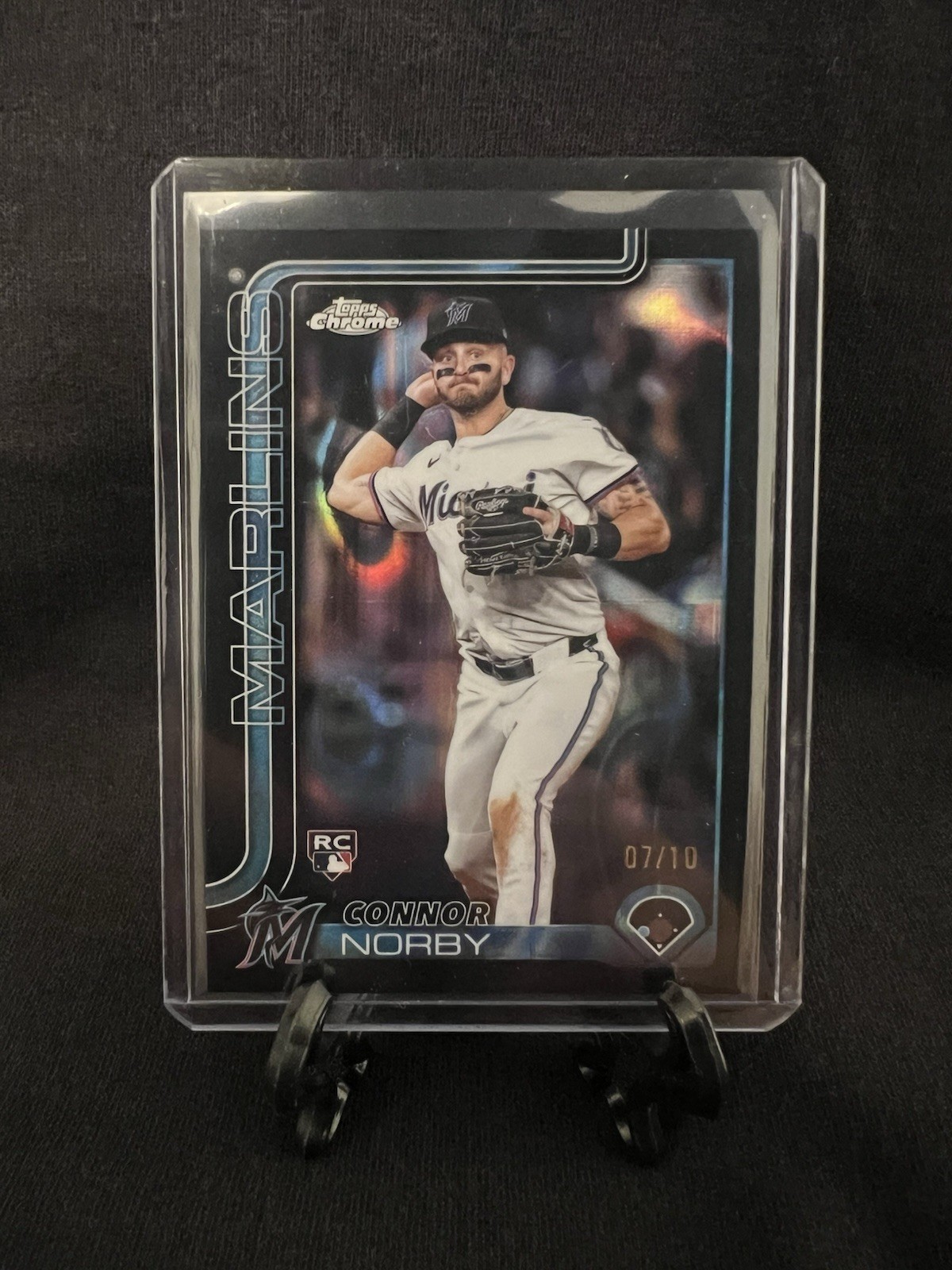 2025 Topps Chrome Connor Norby Rookie Black Lava Refractor /10 Marlins RC 199 SP