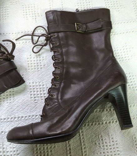 Women's Size 10M Aerosole Leather Lace Up Heel Boots, 3.5" Heel - EUC! - Picture 2 of 8