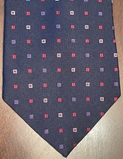 Van Heusen Blue Red 100% Silk Men’s Neck Tie Made In Usa