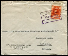 CURACAO (1059): 1935 KNSM paquebot cancel/cover